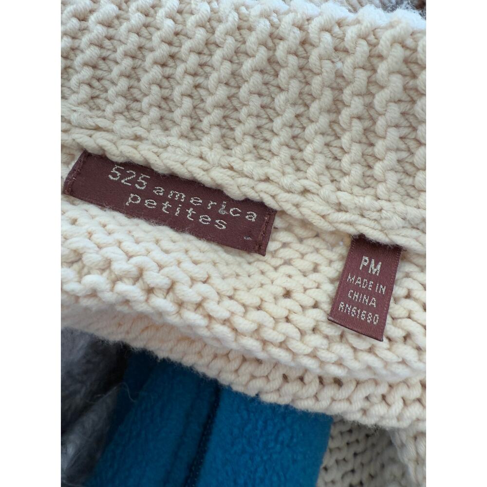 525 American Chunky Cable Knit Cardigan Sweater Cream M - Picture 5 of 6